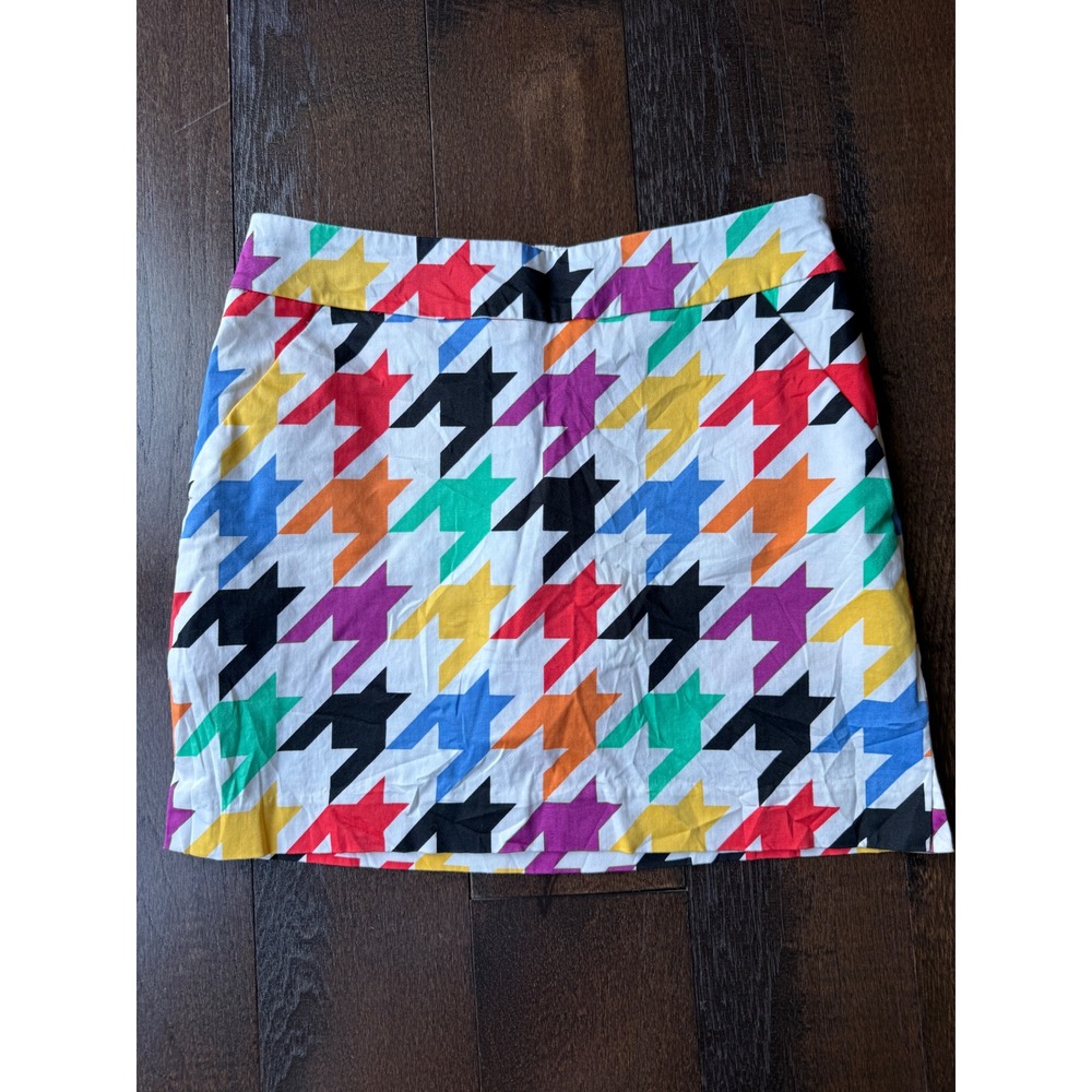 Loudmouth Golf Skort Womens 2 Multicolor Rainbow Houndstooth Mini Skort colorful